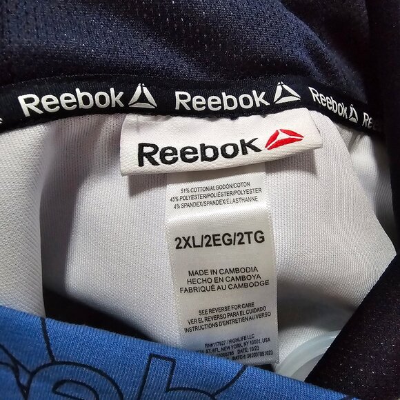 Men's Pullover Hoodie Breathable All Over Reebok Logo with Pockets Blue Size 2XL - Picture 8 of 8